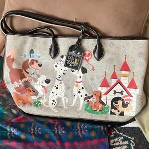 Dooney & Bourke Dog Print Tote with Black Handles